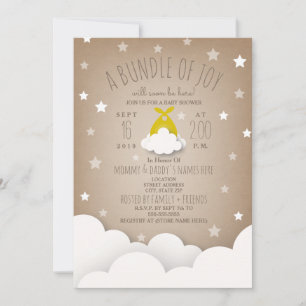 Bundle of Joy Clouds + Stars Baby Shower Invitation