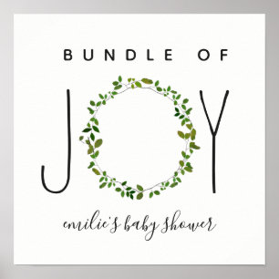 Bundle Of Joy Green Wreath Baby Shower Poster