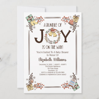 Bundle Of Joy Hand Drawn Winter Baby Shower Invitation