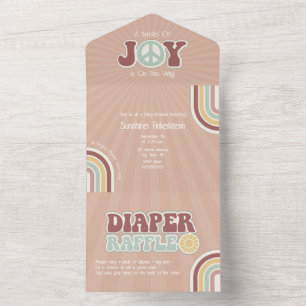 Bundle of Joy Peace Muted Pink Diaper Raffle All In One Invitation