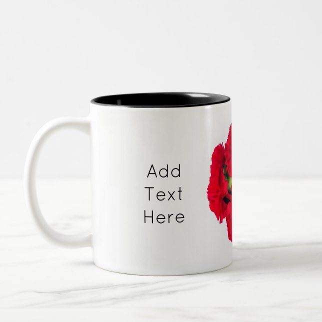 Bundle of Red Carnation Flowers Two-Tone Coffee Mug (Left)