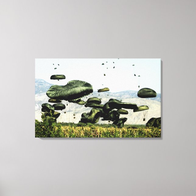 Bundles of food and water are air delivered canvas print (Front)