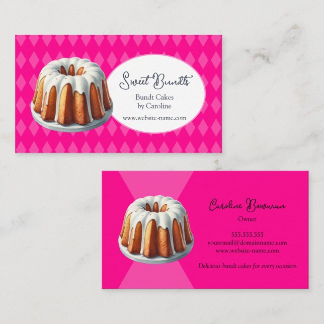 Bundt Cake Bakery in Hot Pink Business Card (Front/Back)