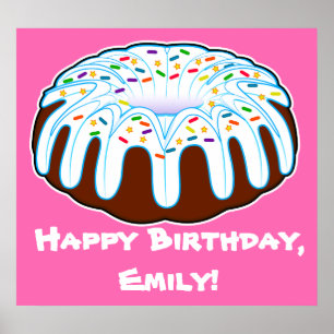 Bundt Cake for Birthday Name Customizable Poster