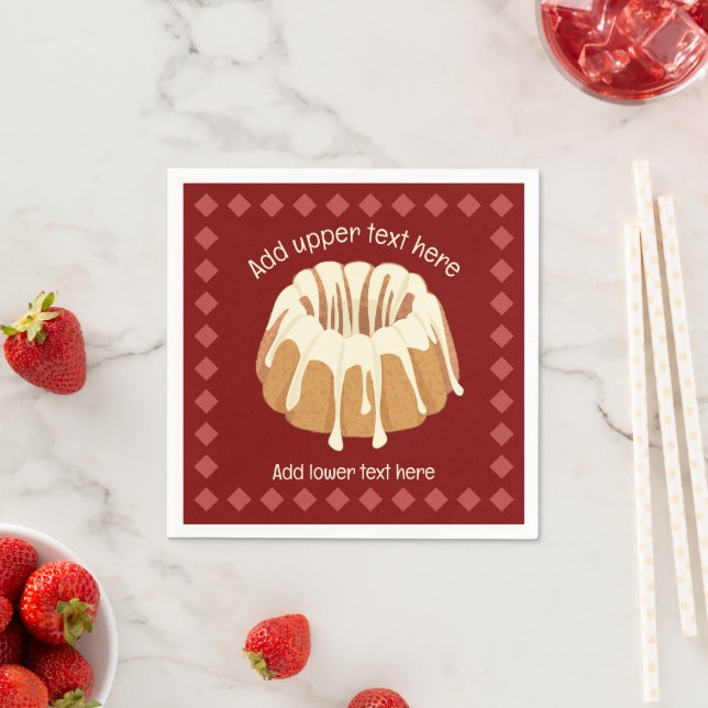 Bundt Ring-Shaped Cake with Drizzle - add own text Napkin (Insitu)