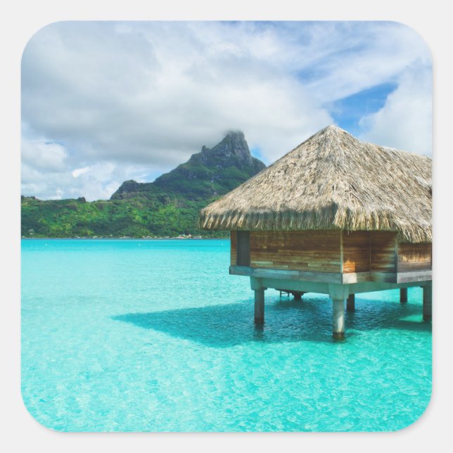 Bungalow aquatique, autocollant Bora Bora (Devant)