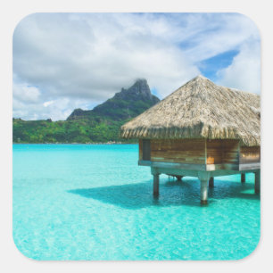 Bungalow aquatique, autocollant Bora Bora