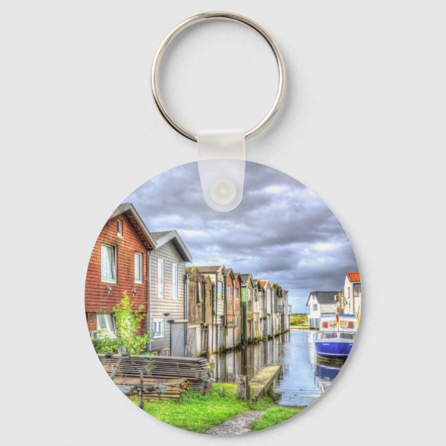 Bungalow Harbour Scenary Boat Landscape           Keychain (Front)