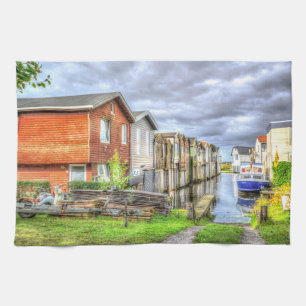 Bungalow Harbour Scenary Boat Landscape Kitchen Towel