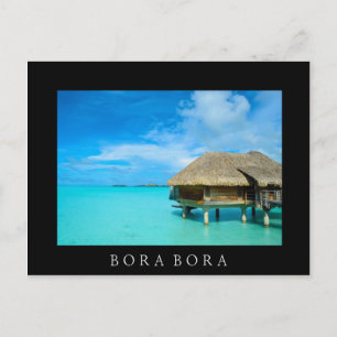Bungalow sur l'eau, Bora Bora carte postale en tex
