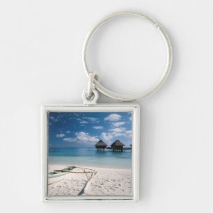 Bungalows from beach Motu Toopua Keychain