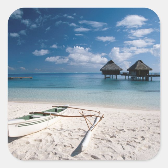Bungalows from beach Motu Toopua Square Sticker (Front)