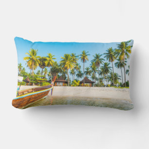 Bungalows on the Beach Ko Mook, Thailand Lumbar Pillow