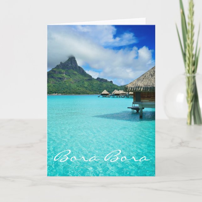 Bungalows sur l'eau, carte de voeux Bora Bora (Devant)