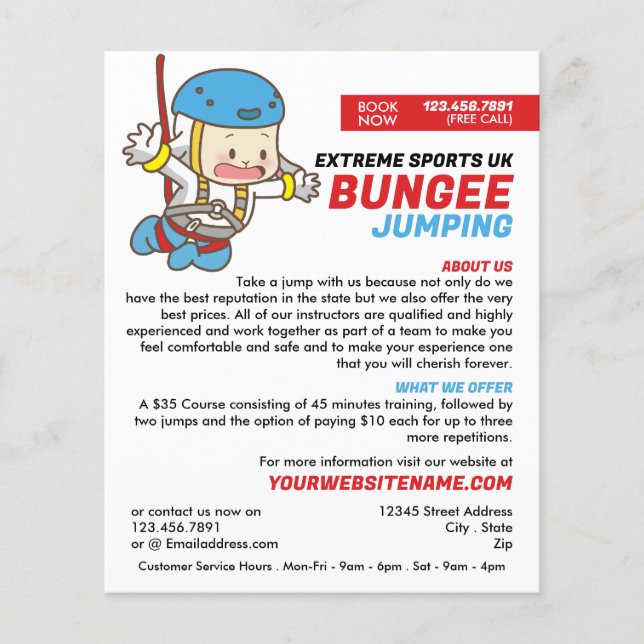 Bunjee Cartoon - Bungee Jumping Course Advertising Flyer (Front)