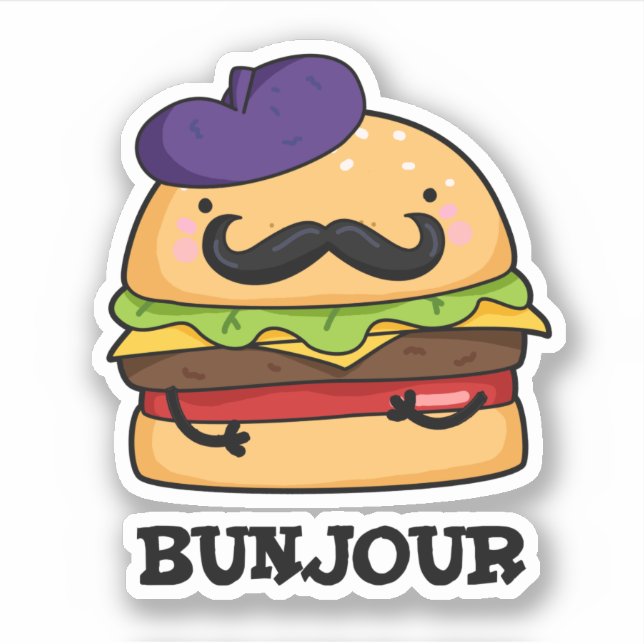 Bunjour Funny French Burger Bun Pun  (Front)