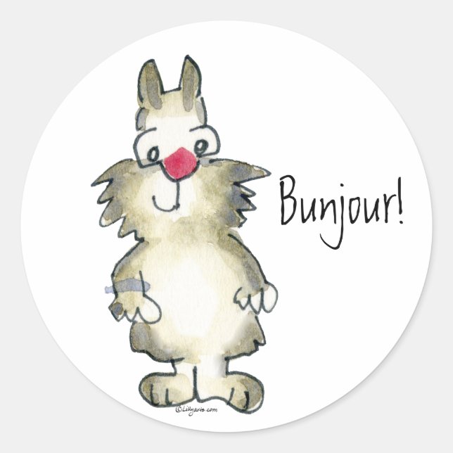 Bunjour ! Sticker de lapin de dessin (Devant)
