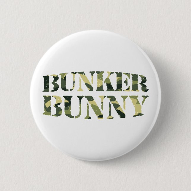 BUNKER BUNNY CAMO / CAMOUFLAGE 2 INCH ROUND BUTTON (Front)