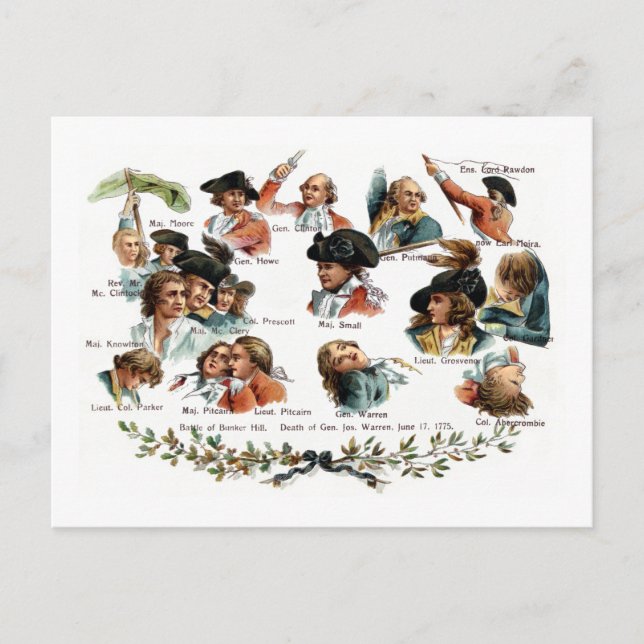Bunker Hill Battle Portraits Postcard (Front)