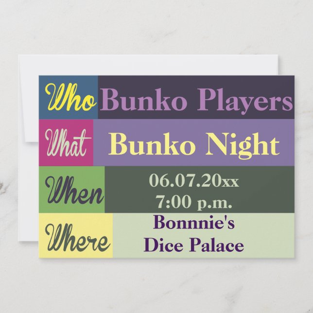 Bunko Modern Colourful Fun Invite (Front)