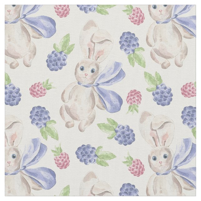 Bunnies and Berries Fabric (Close Up)