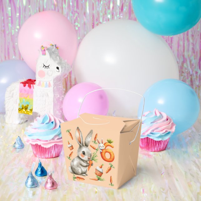 Bunnies and Carrots 6th Birthday Party Favor Box (Party)