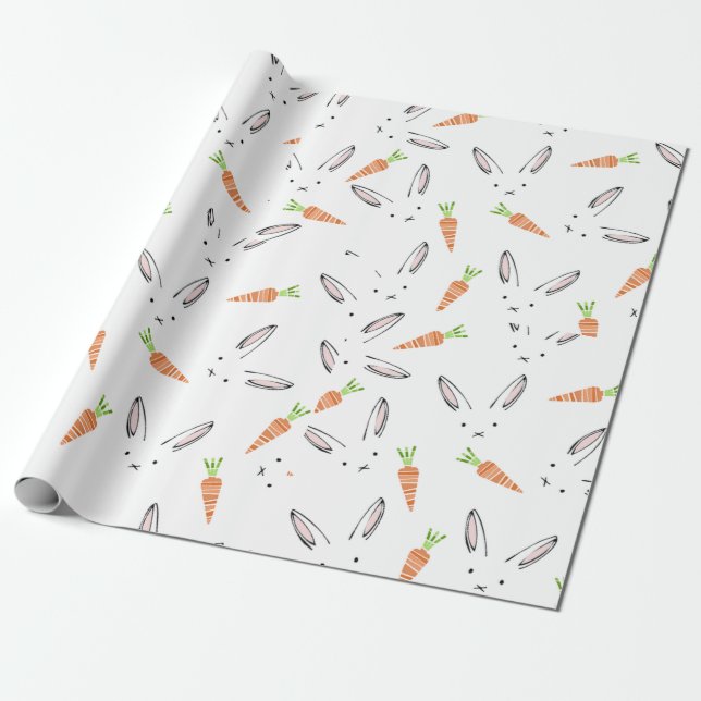 Bunnies and Carrots Wrapping Paper (Unrolled)
