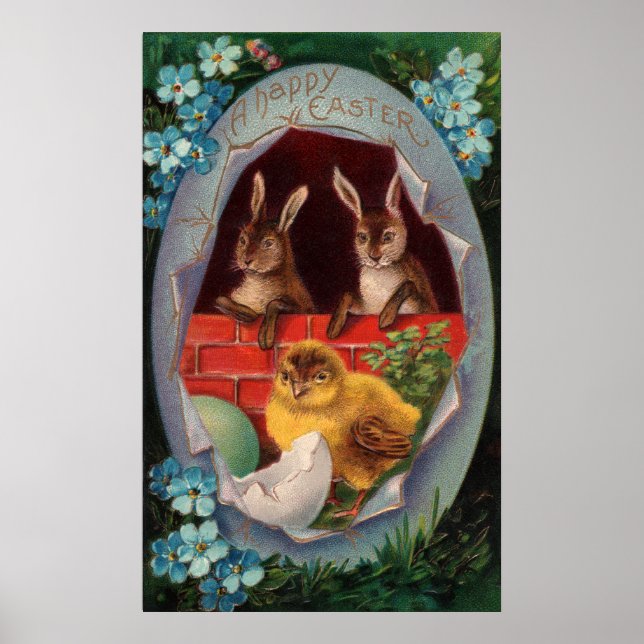 Bunnies and Chick Easter Poster (Front)