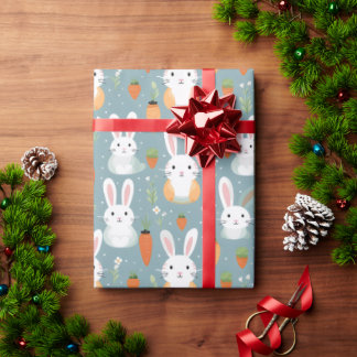 Bunnies and Flowers Wrapping Paper