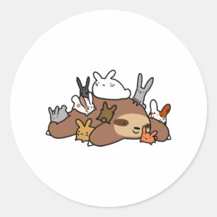 Bunnies and Sloth  Classic Round Sticker
