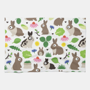 Bunnies And Their Treats Kitchen Towel