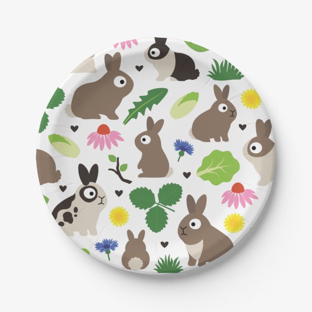 Bunnies And Their Treats Paper Plate (Front)