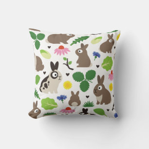 Bunnies And Their Treats Throw Pillow