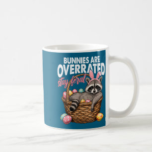 Bunnies are overrated stay feral raccoon retro coffee mug