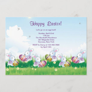 Bunnies At Play Easter Invitation