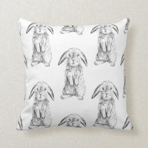 Bunnies, B/W Throw Pillow