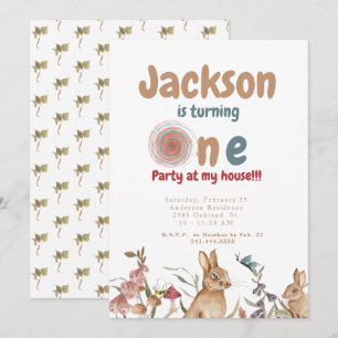 Bunnies Baby 1st Birthday Party II Invitation