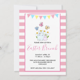 Bunnies, Butterflies & Daisies Easter Brunch Invitation