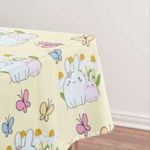 Bunnies, Butterflies & Daisies Pattern Tablecloth