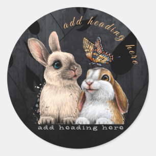 Bunnies & Butterfly Round Sticker