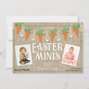 Bunnies & Carrots Easter Minis Photography Flyer  Invitation
