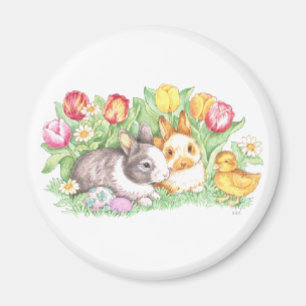 Bunnies & Chick, Easter Bunny Magnet