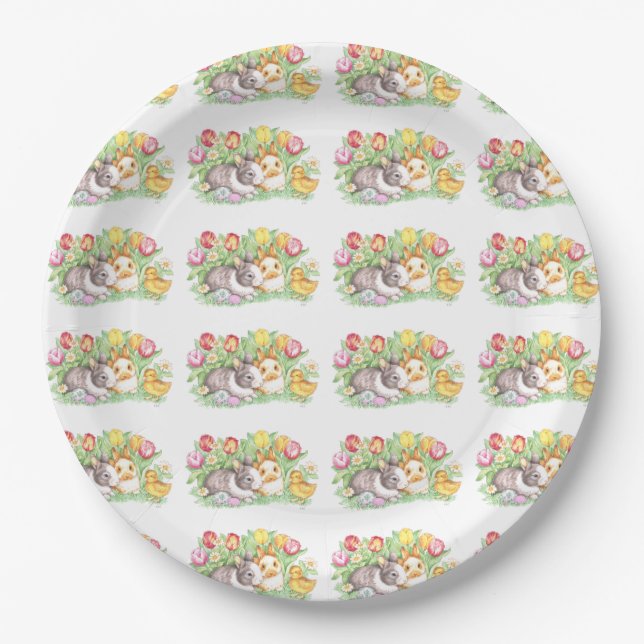 Bunnies & Chicks, Easter Bunny Paper Plates (Front)