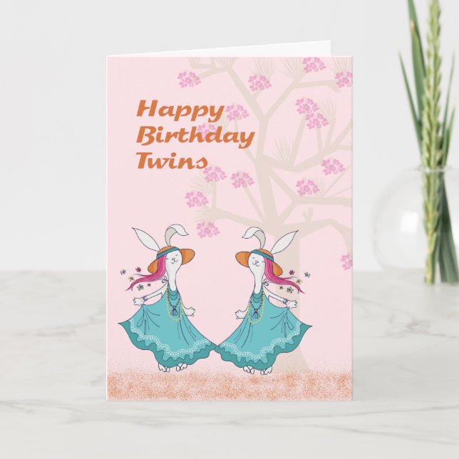 Bunnies de danse pour une carte d'anniversaire pou (Devant)