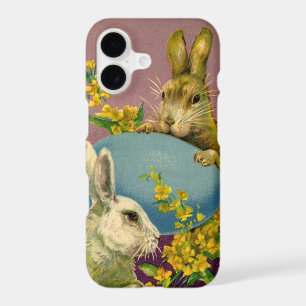 Bunnies de Pâques Victoriennes vintages avec Oeuf