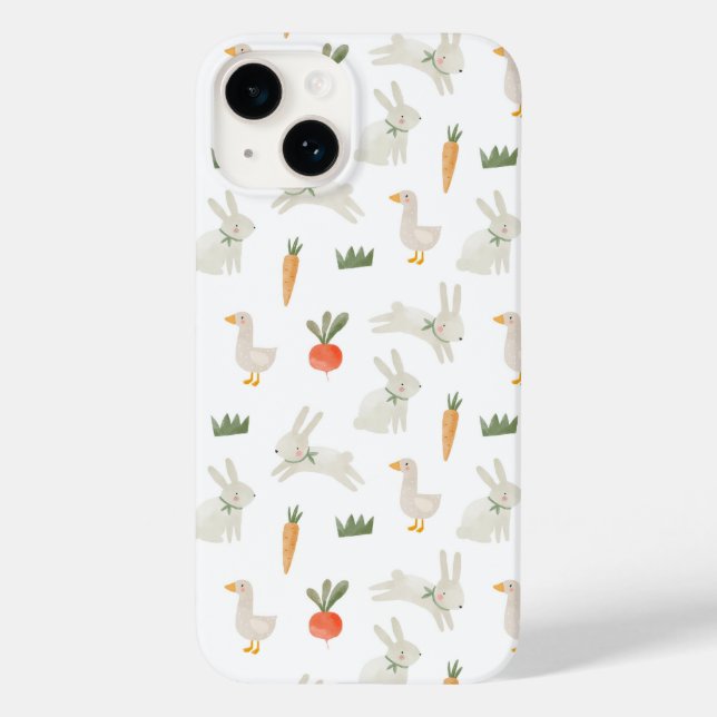 Bunnies & Ducks on the Farm Pattern Case-Mate iPhone Case (Back)