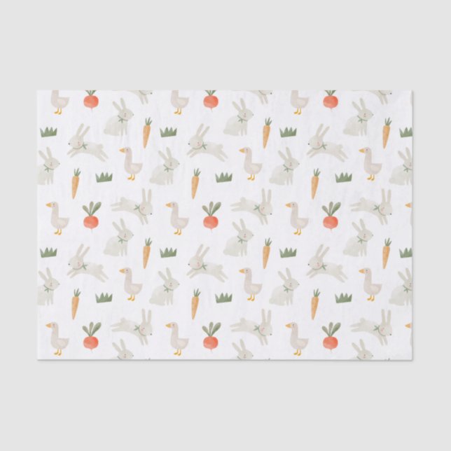 Bunnies & Ducks on the Farm Pattern Tissue Paper (Front)