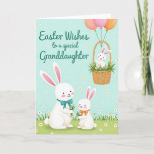 Bunnies Easter Wishes Granddaughter Card