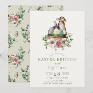 Bunnies Floraux Brunch & Egg Hunt Invitation