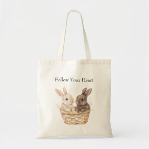 Bunnies in a basket tote bag